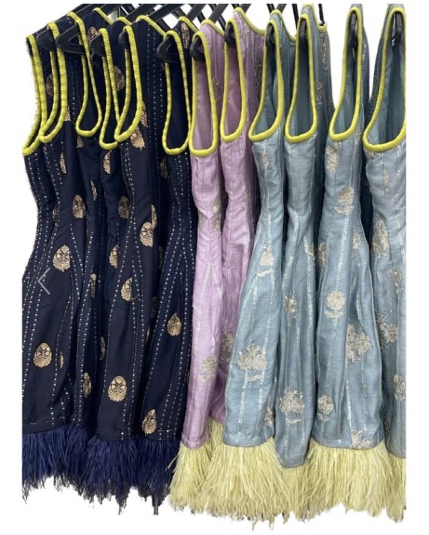 Buggy Cocktail Feather Dress - Blue/Gold - Image 3