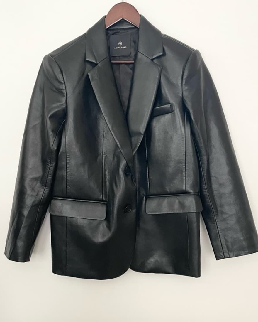 CLASSIC BLAZER Black Recycled Leather - Image 4