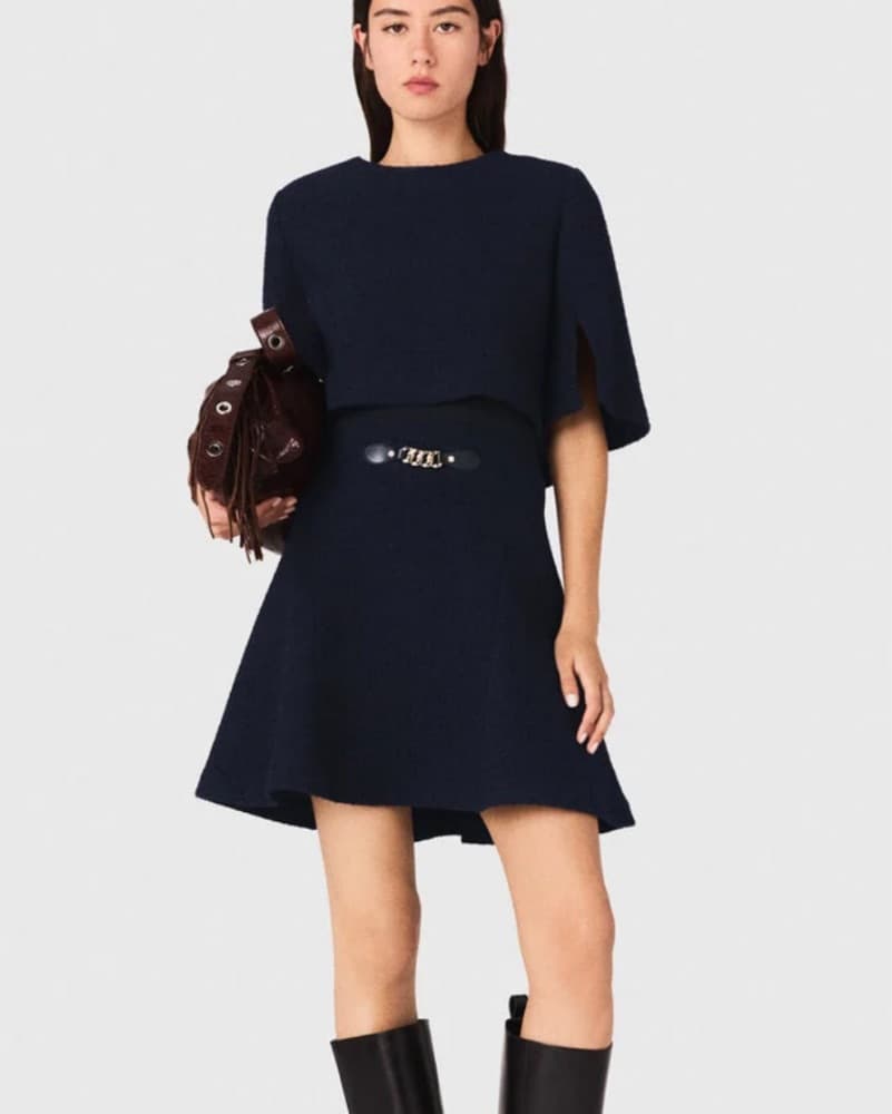 Maje 2 Piece Navy Dress & Cape  - Image 1