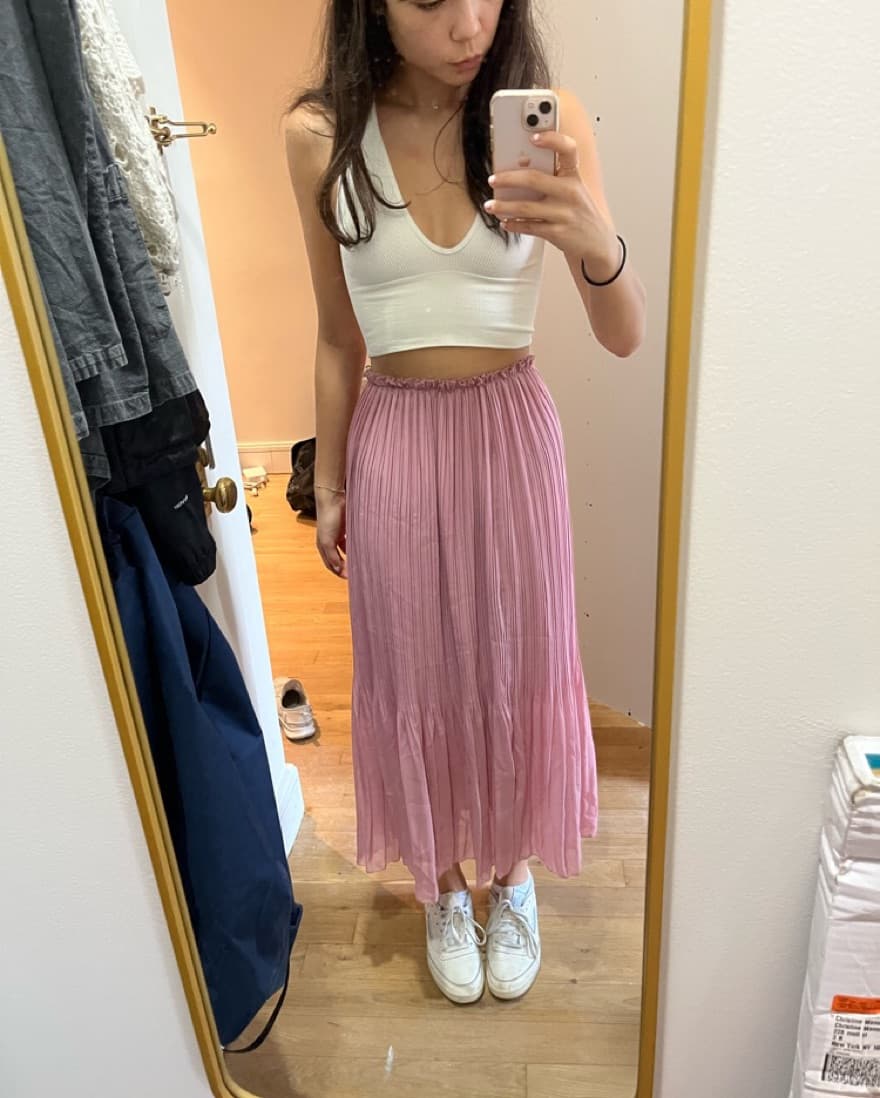 Pink Pleated Skirt - Image 3