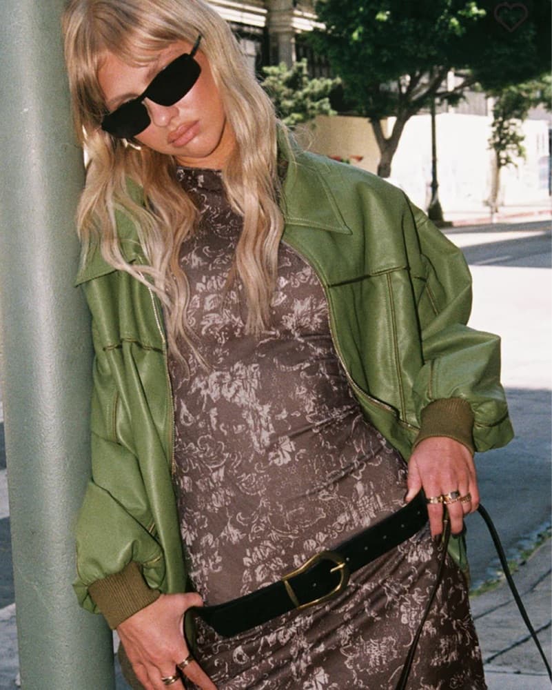 Princess Polly Green Leather Jacket - Image 5