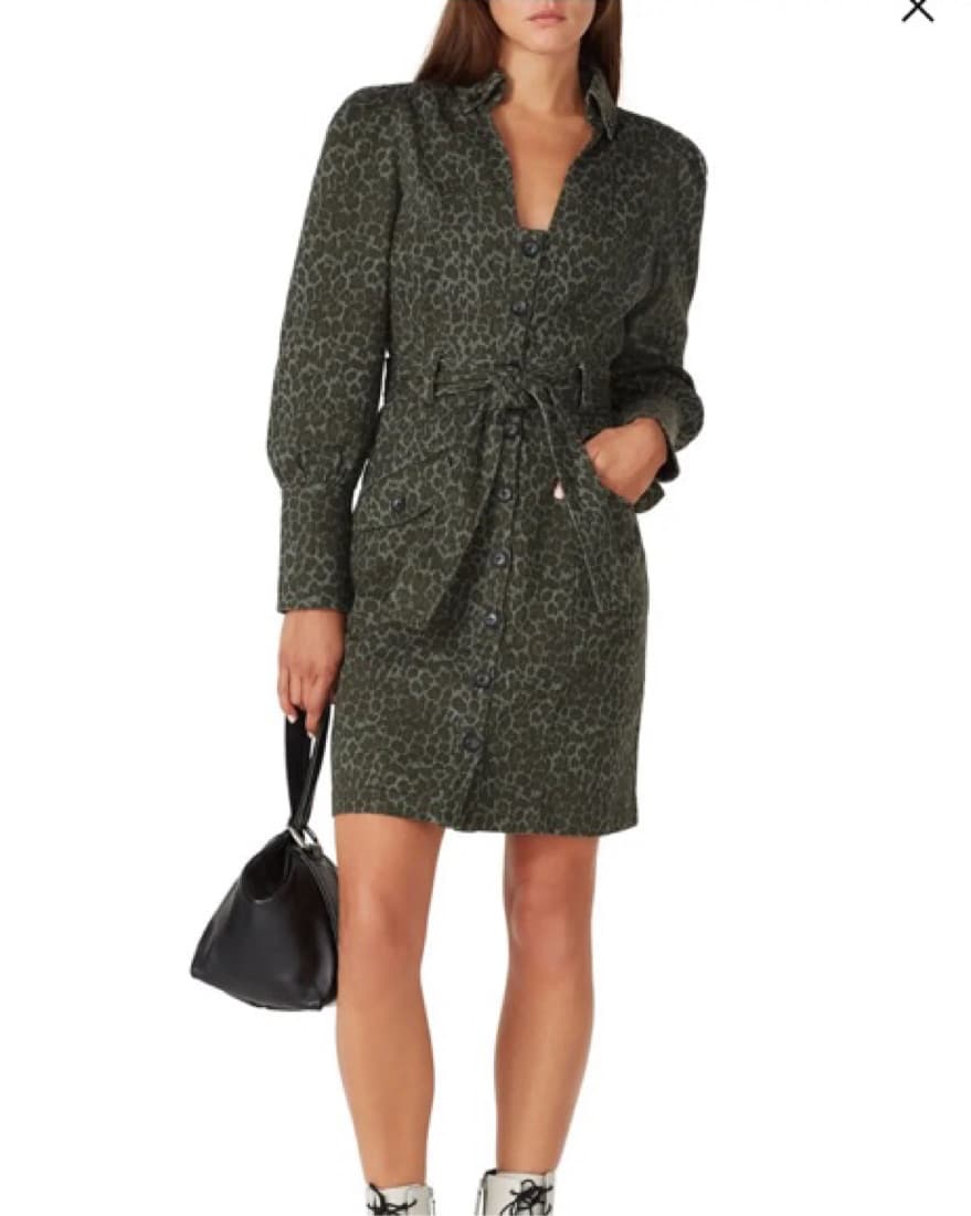 Marissa Webb Green Leopard Denim Dress - Image 1