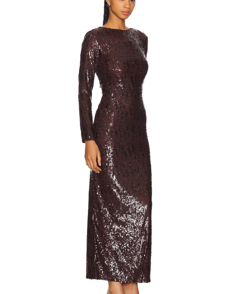 Sequins Maxi Dress In Chocolate - Image 3
