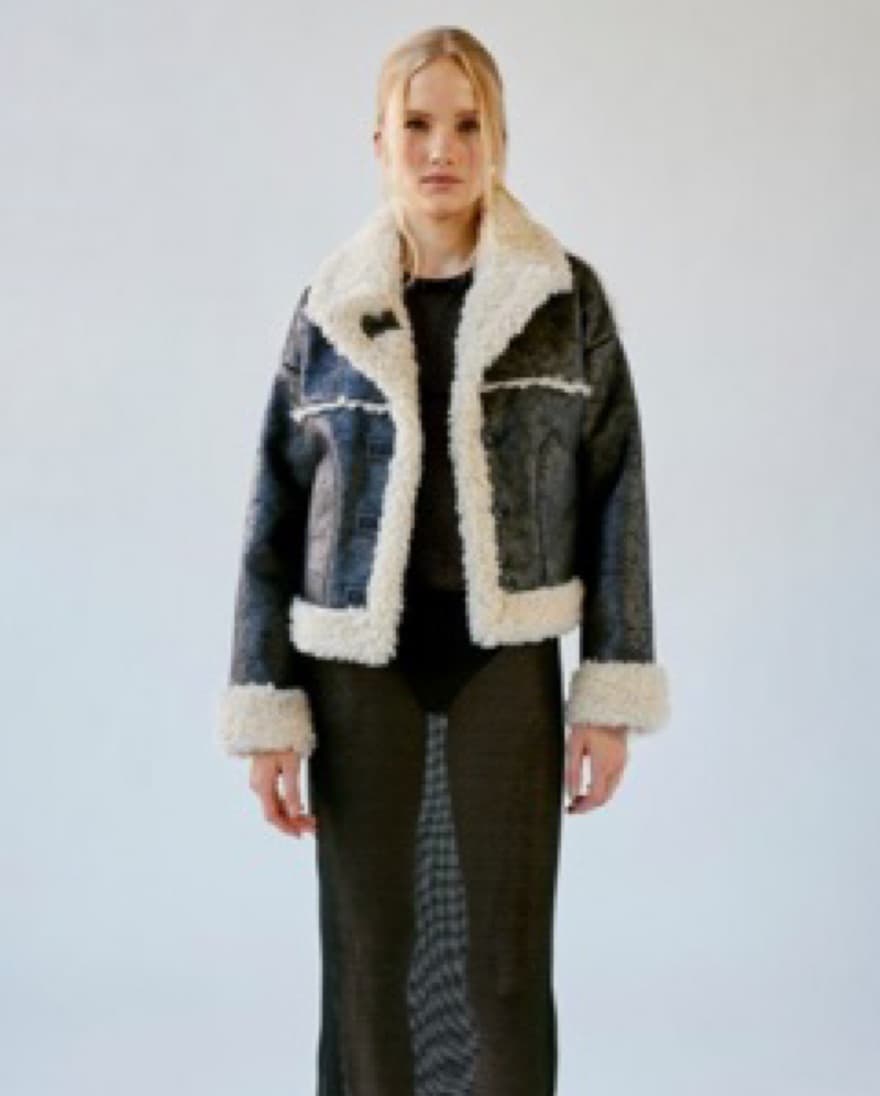 UO Leather Shearling Jacket  - Image 3