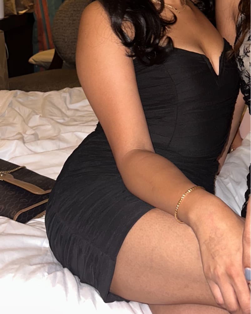 Ruched Black Mini Dress - Image 2