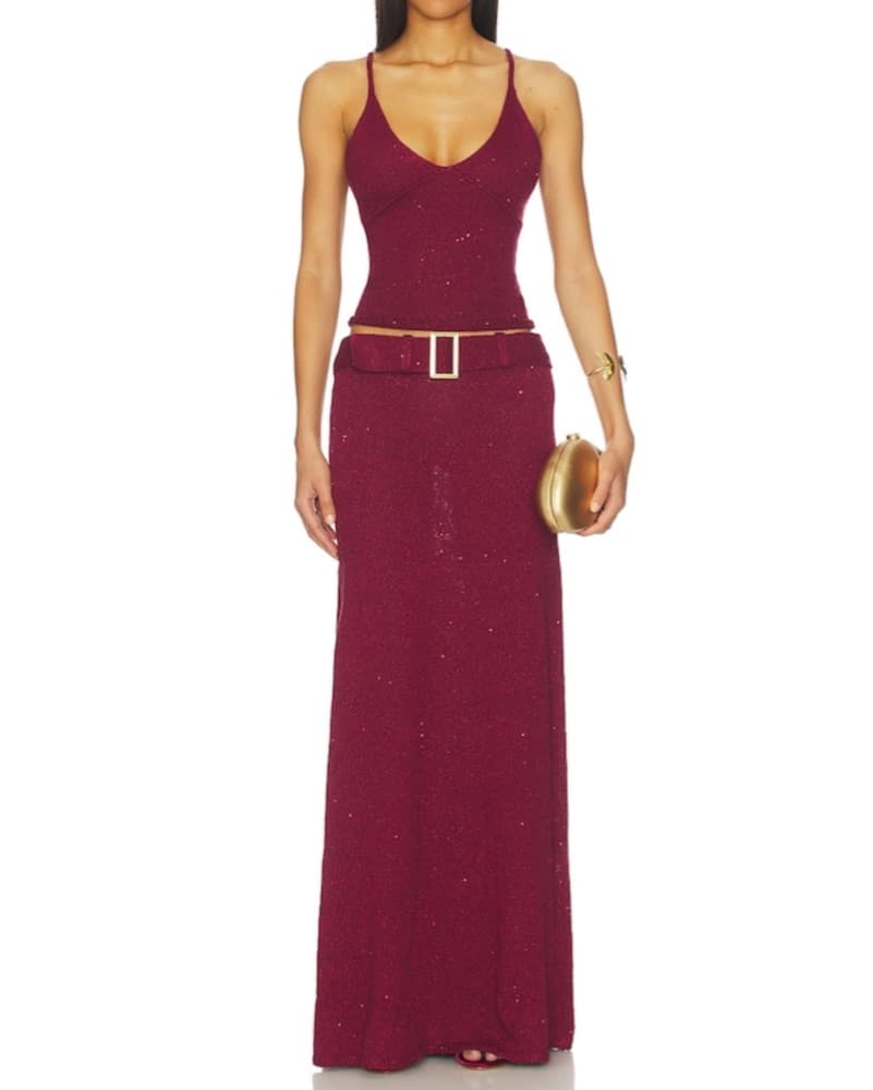 ASTA RESORT Sequin Maroon Tank Top - Image 3