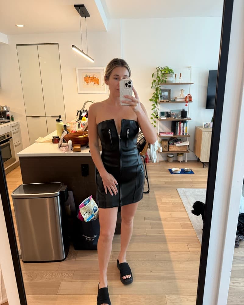 KHY By Kylie Jenner Black Leather Dress - Image 2