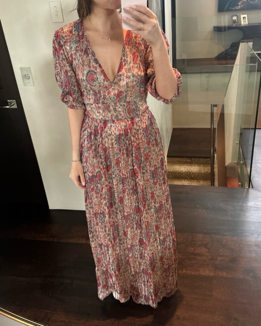 Ba&sh Maxi Athena Red & Gold Thread Maxi - Image 2