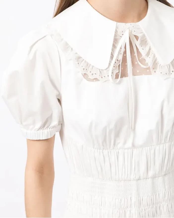 Self Portrait Lace Trim Shirred Mini Dress - Image 2