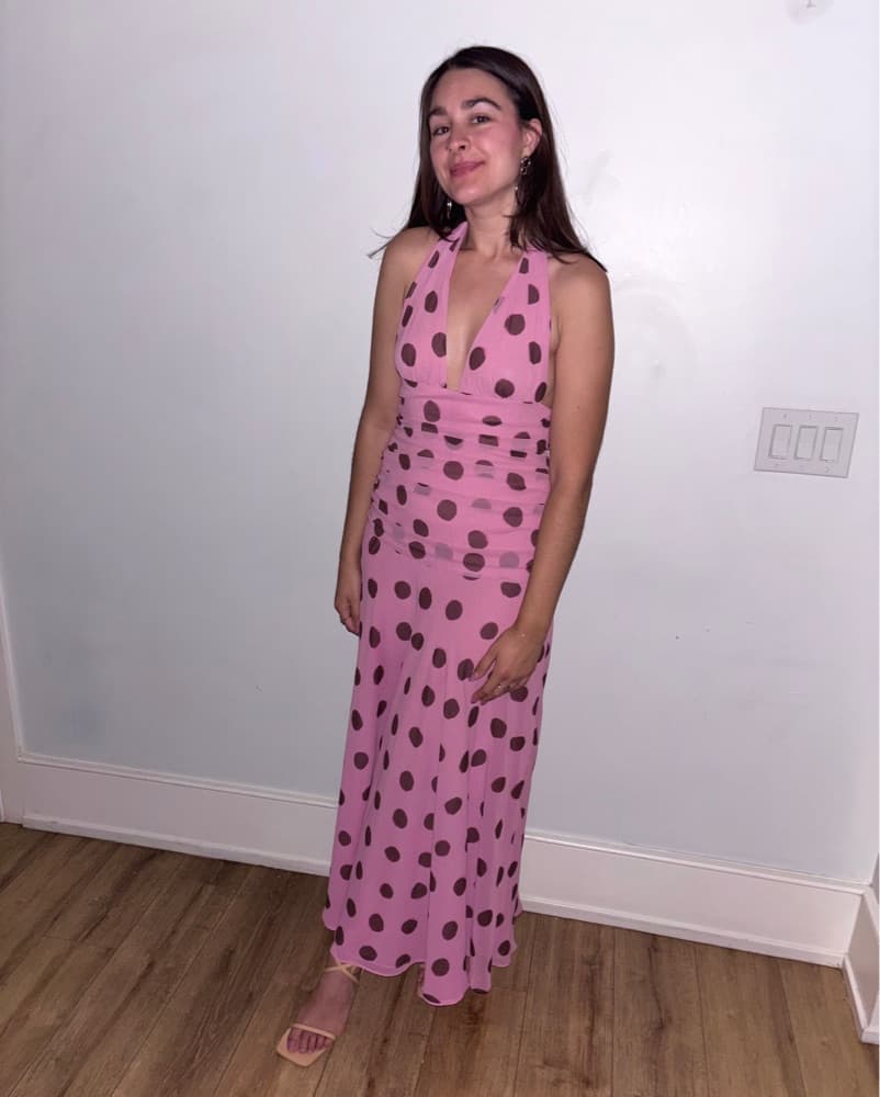 Pink Polka Dot Zara Halter Dress - Image 1