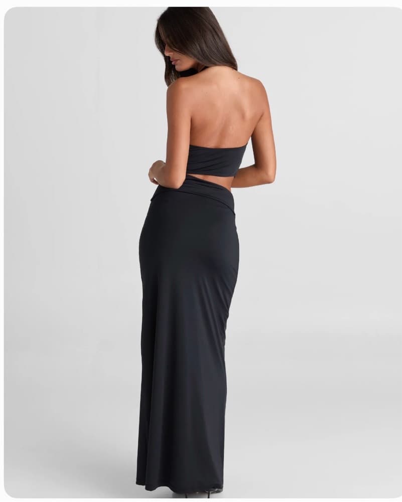 Oralia Black Maxi Knot Dress - Image 3