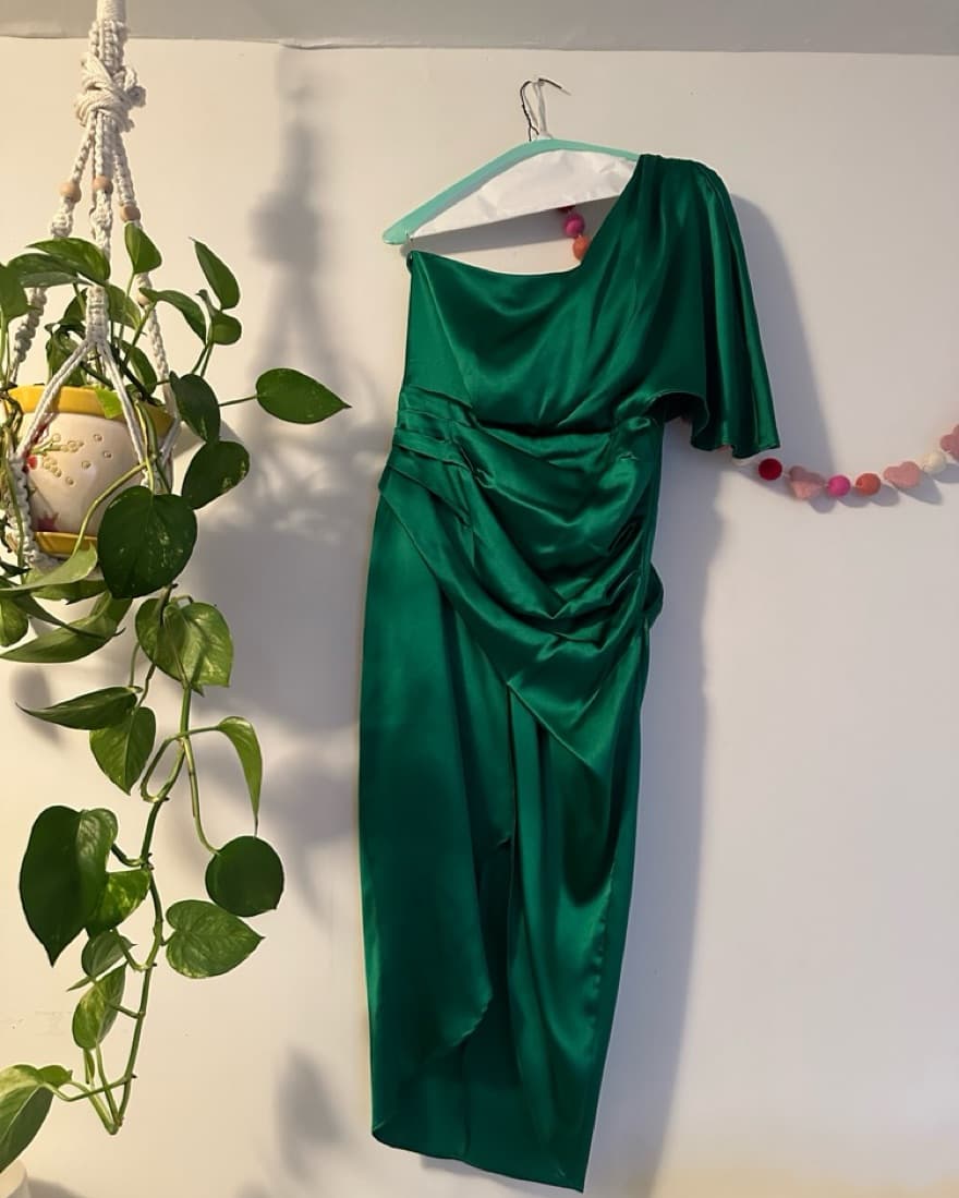 Green Silk Cocktail Dress - Image 2