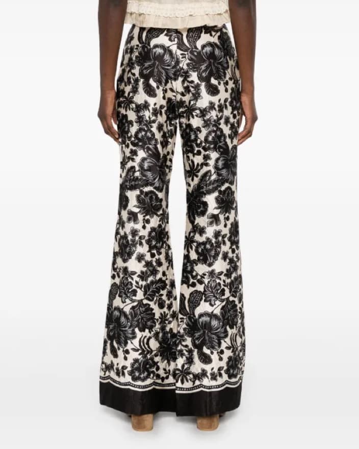 Sandro Floral Flared Pants in Viscose - Image 1