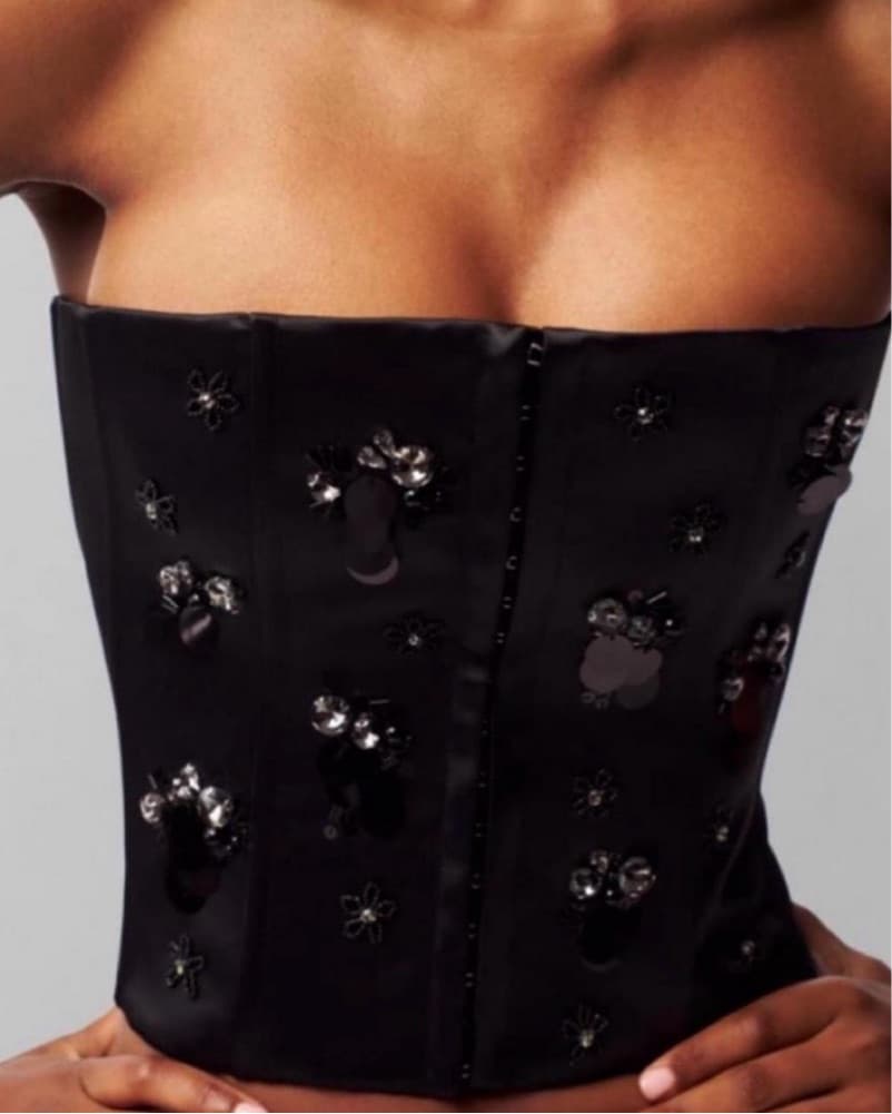 Danielle Guizio Embellished Satin Corset - Image 1
