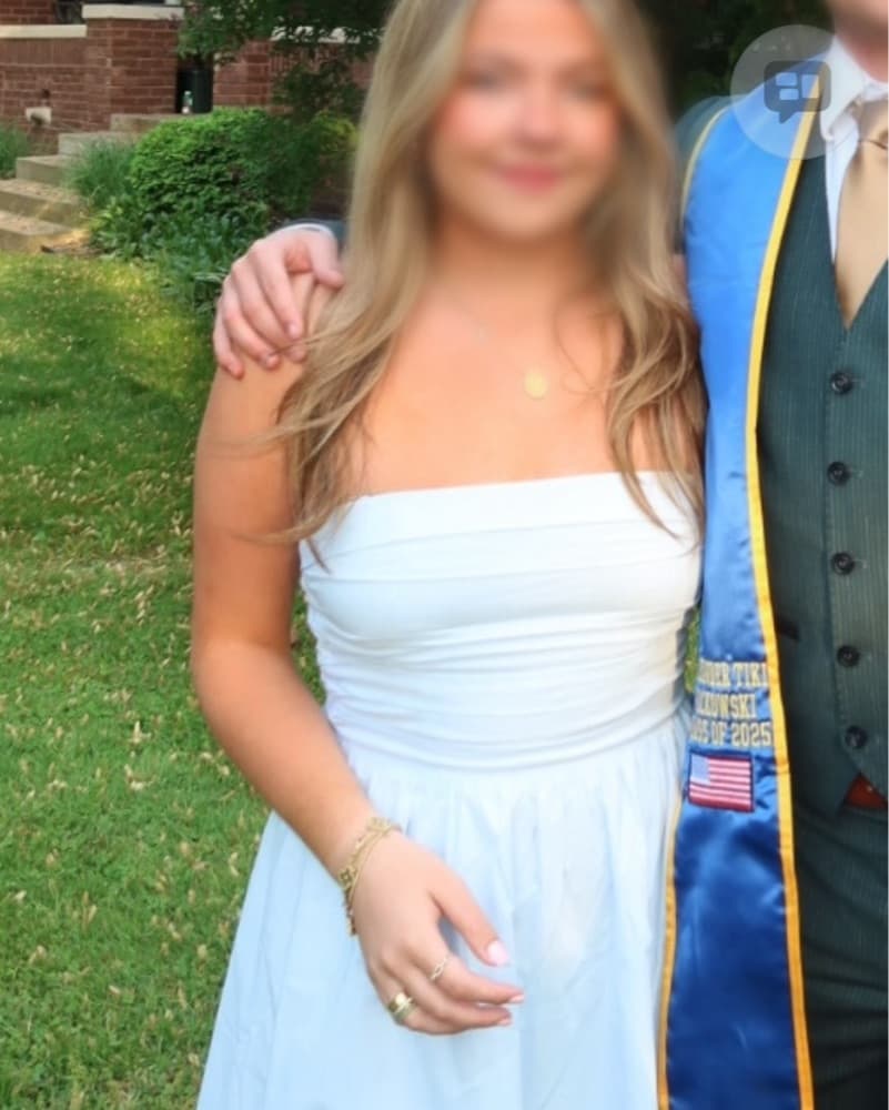 Blue strapless midi dress - Image 3