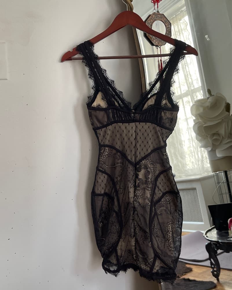 Black Lace Bustier Mini Dress - Image 2