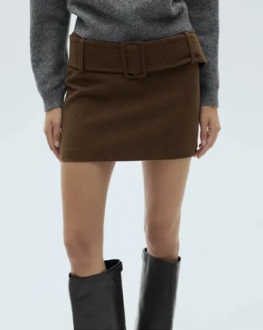 Belted Mini Skirt with Pleats - Image 1