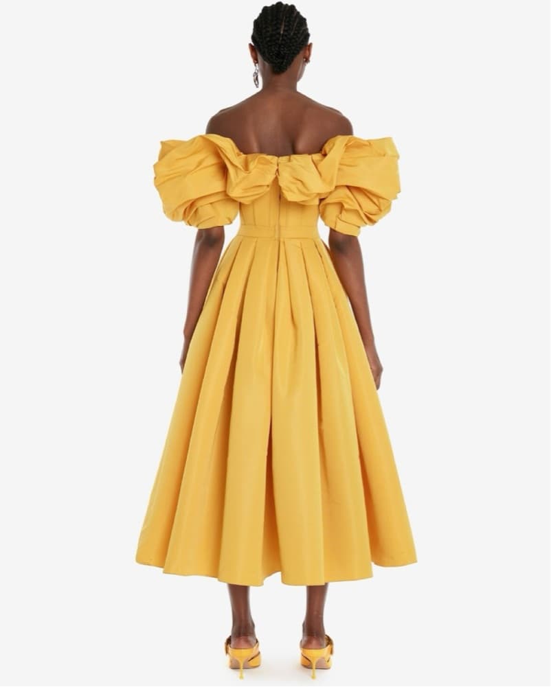 Ruched Faille Bustier Midi Dress - Image 6