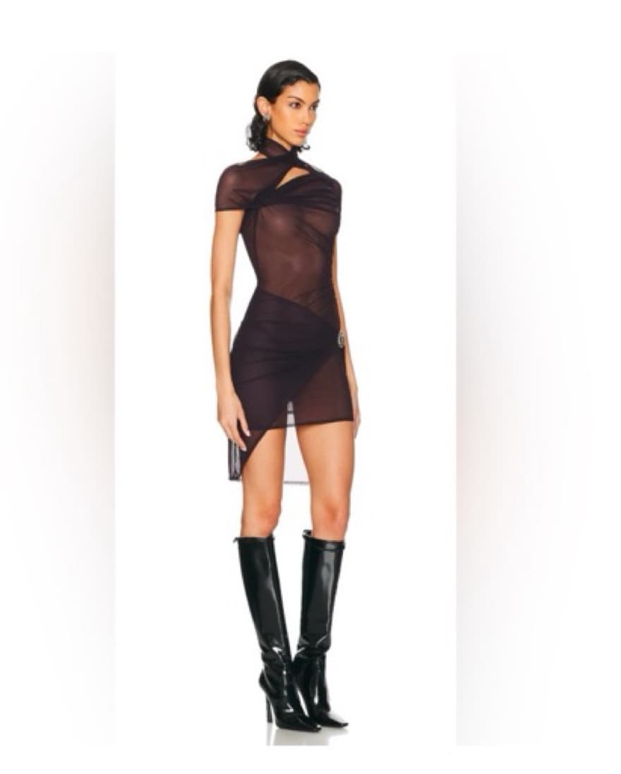 Coperni Asymmetrical Sheer Mesh Dress - Image 3