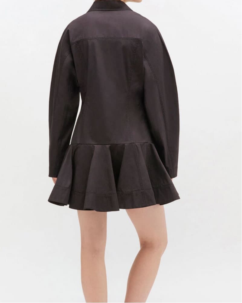 Ganni Black Cotton Mini Shirt Dress - Image 2