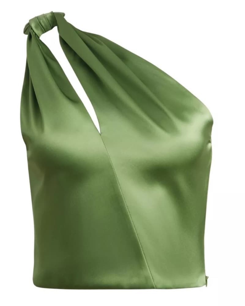 One-Shoulder Satin Crop Top  - Image 2
