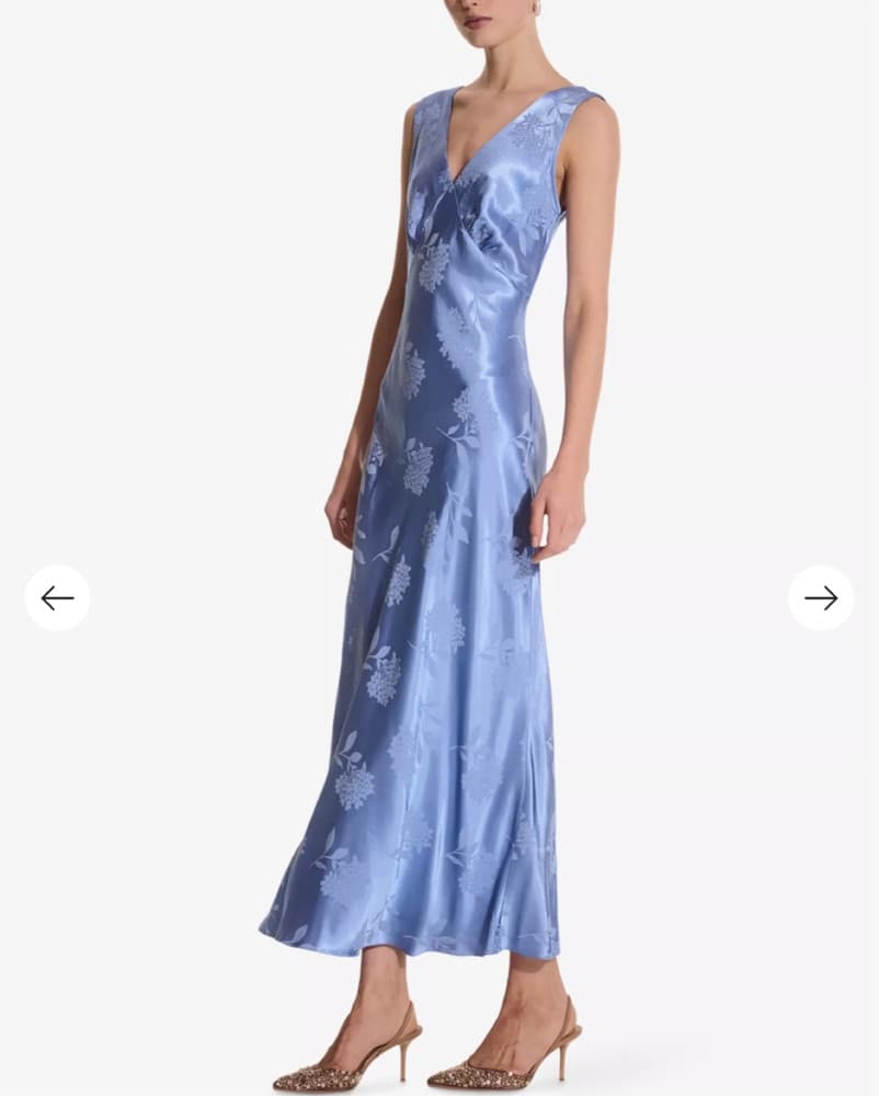 Iris Floral Jacquard Maxi Dress - Blue - Image 2