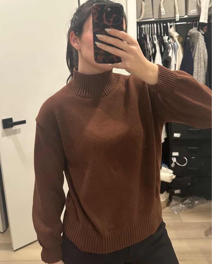 Brown Knit Turtleneck Sweater - Image 2