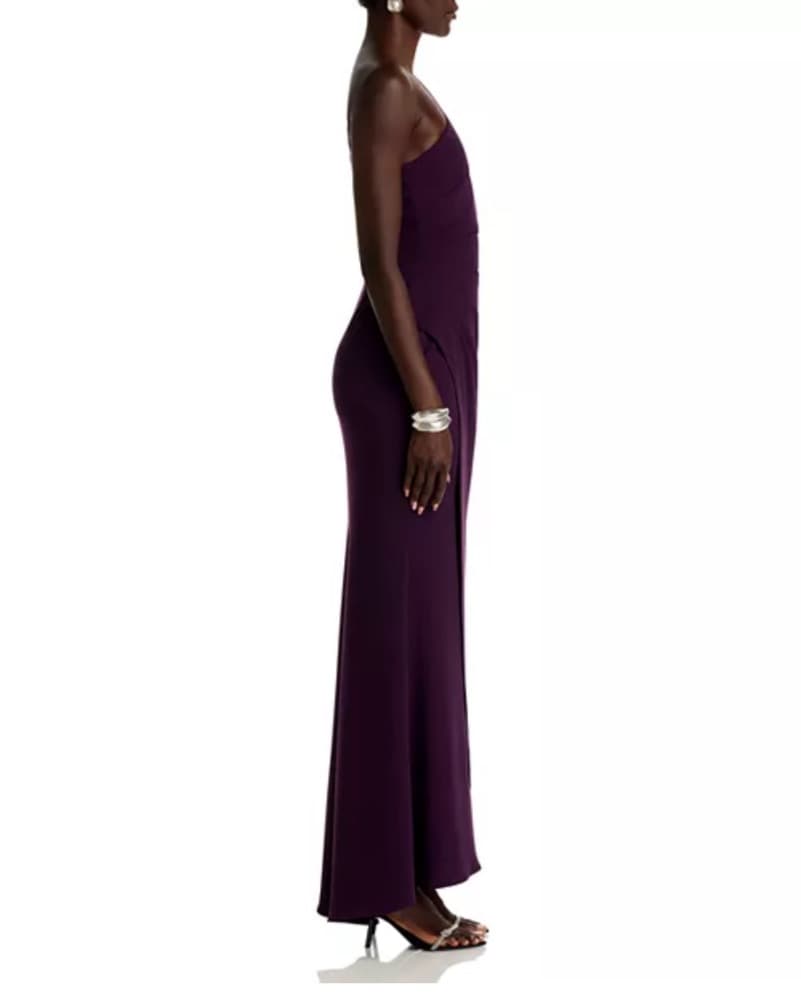 Elegant One-Shoulder Mulberry Gown - Image 4