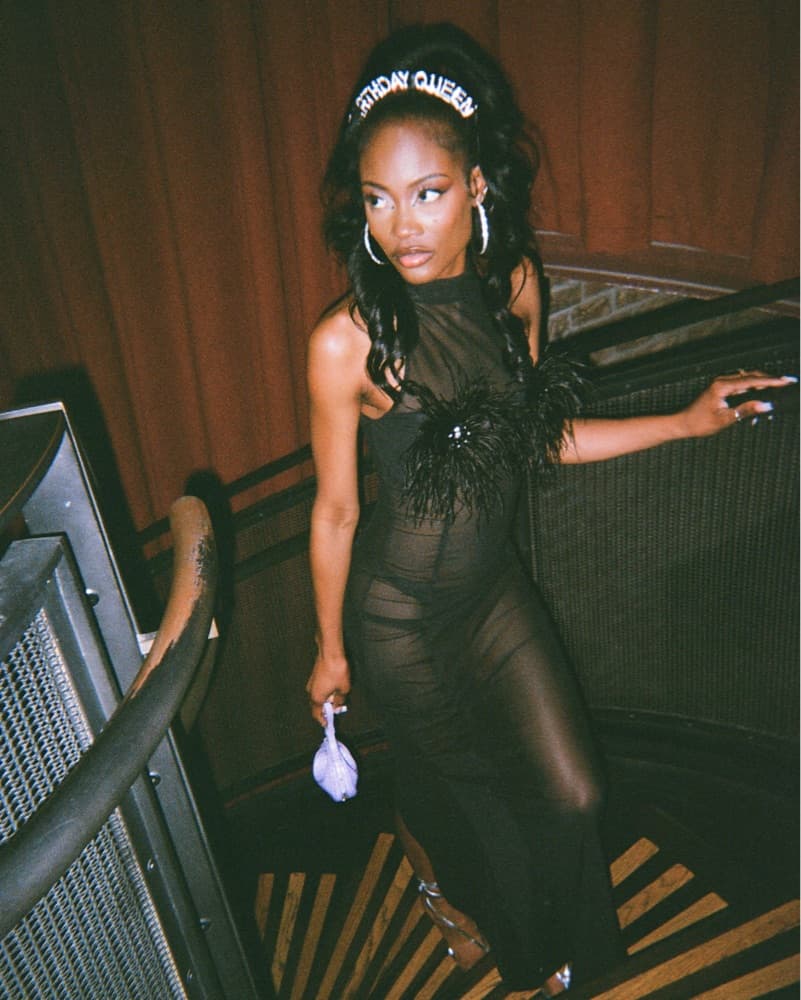 Sheer Feather Party Dress - Image 3