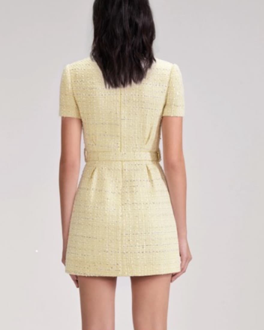 Self Portrait Yellow Boucle Mini Dress - Image 3