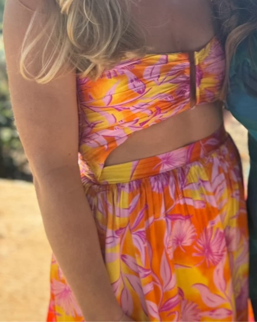 Straples Cut Out Orangey Pink Dress  - Image 3