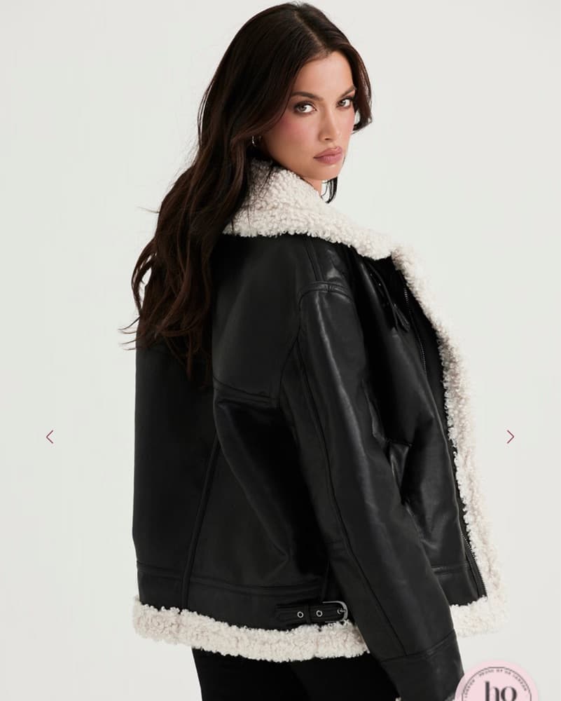 HOUSE OF CB Shearling Aviator Jacket - Image 3