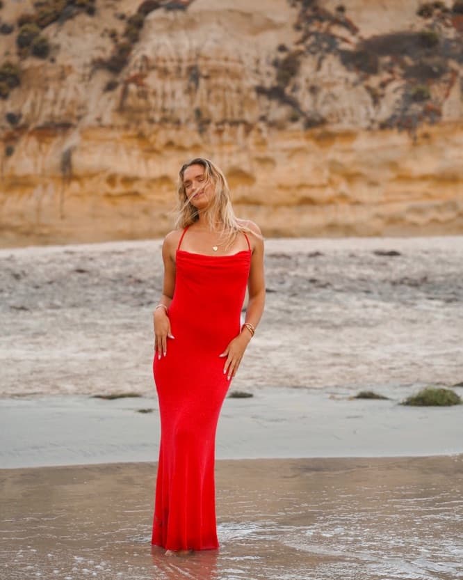 Red Knit Antrhopologie Maxi Dress - Image 3
