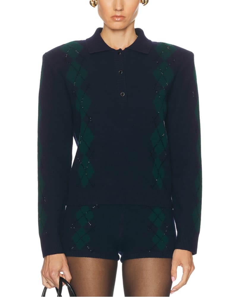 Cozy Argyle Knit Cardigan Set - Image 1
