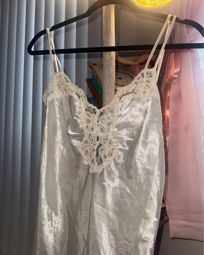 Elegant Lace Satin Slip Dress - Image 3