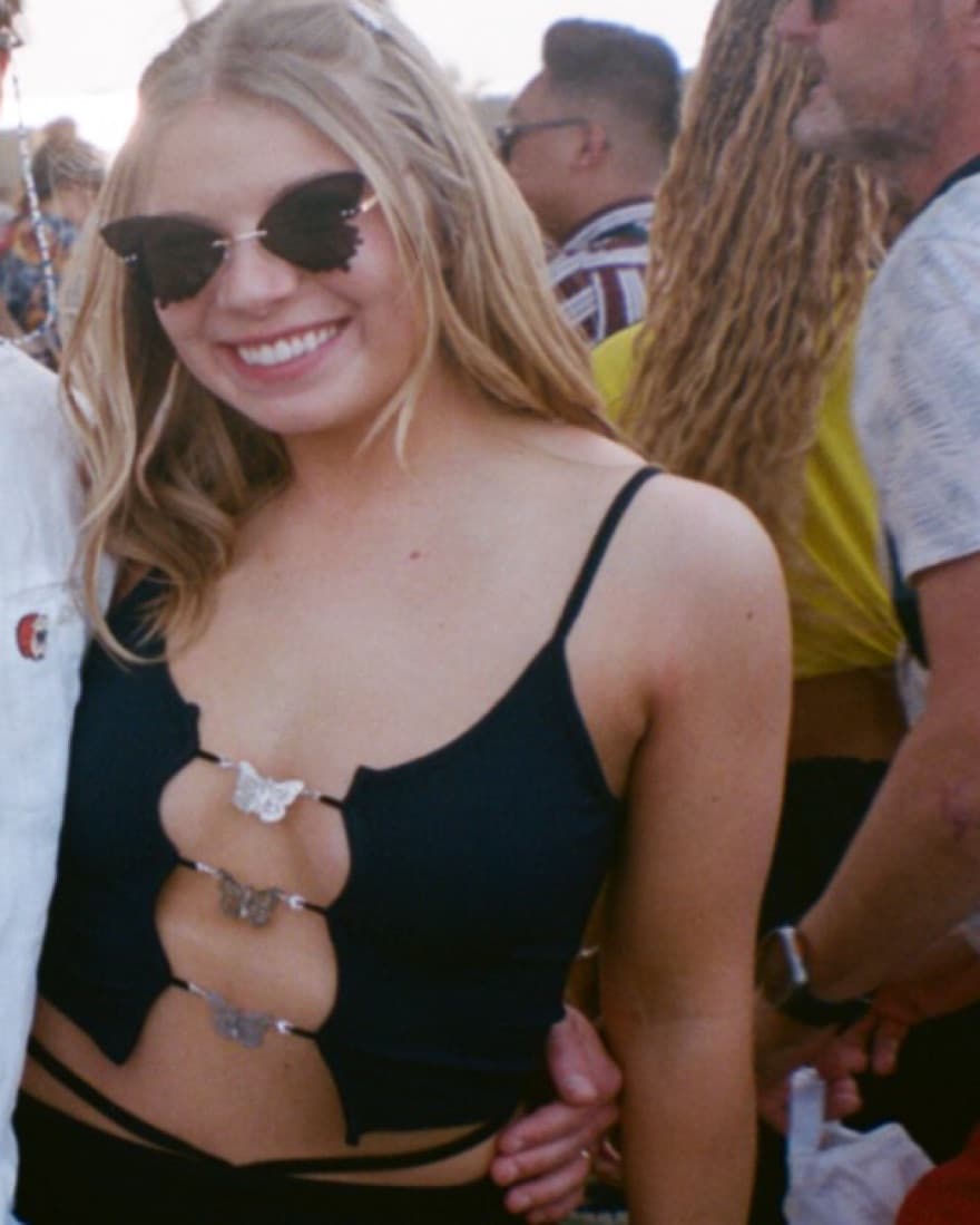 Jhene Butterfly Crop Top in Black - Image 5