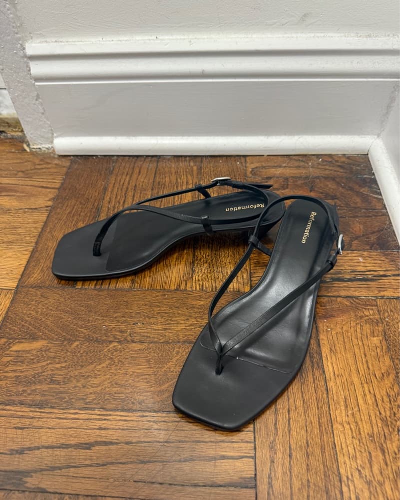 Black Reformation Heeled Thong Sandal - Image 6