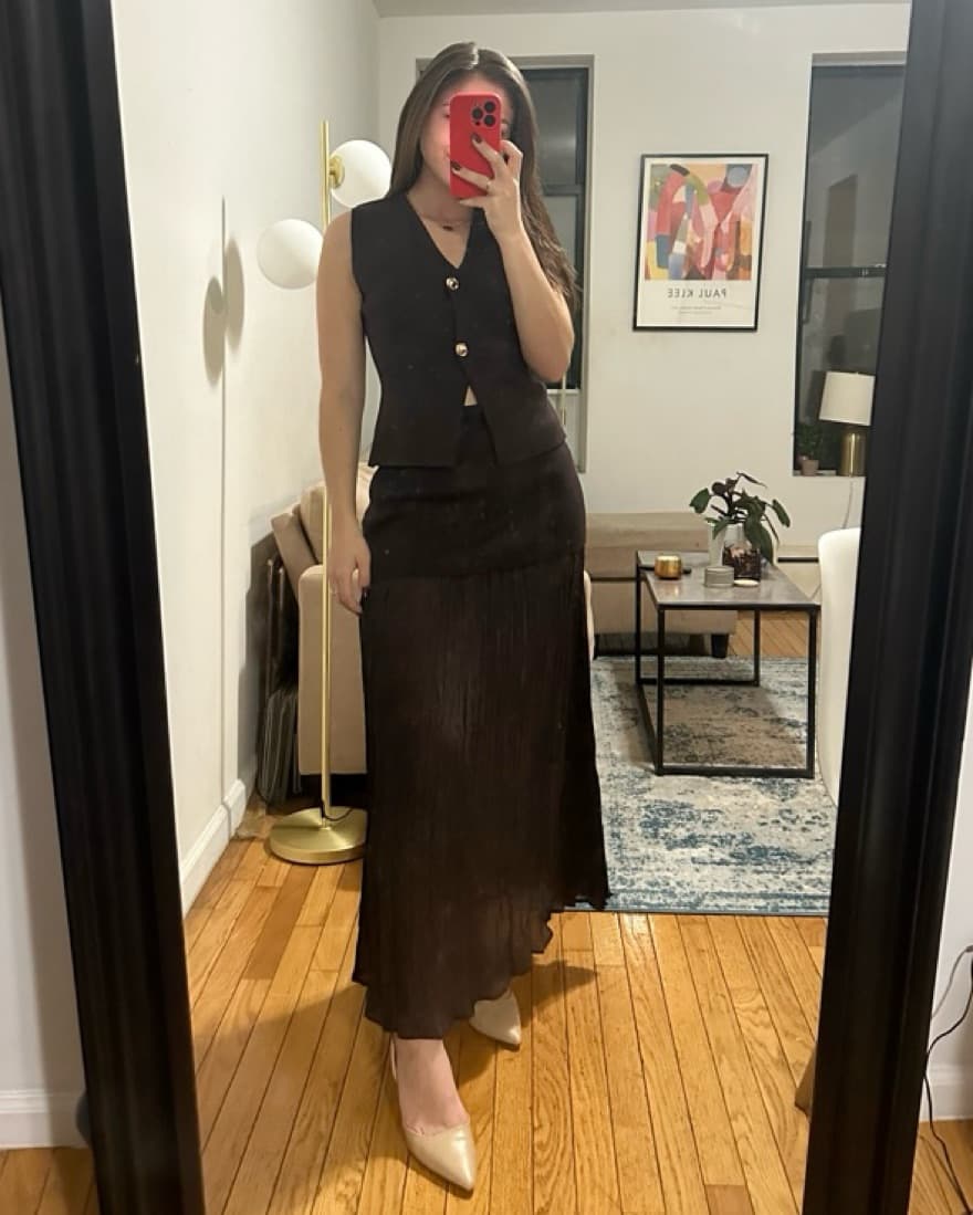Zara Brown Pleated Skirt Set - Image 2