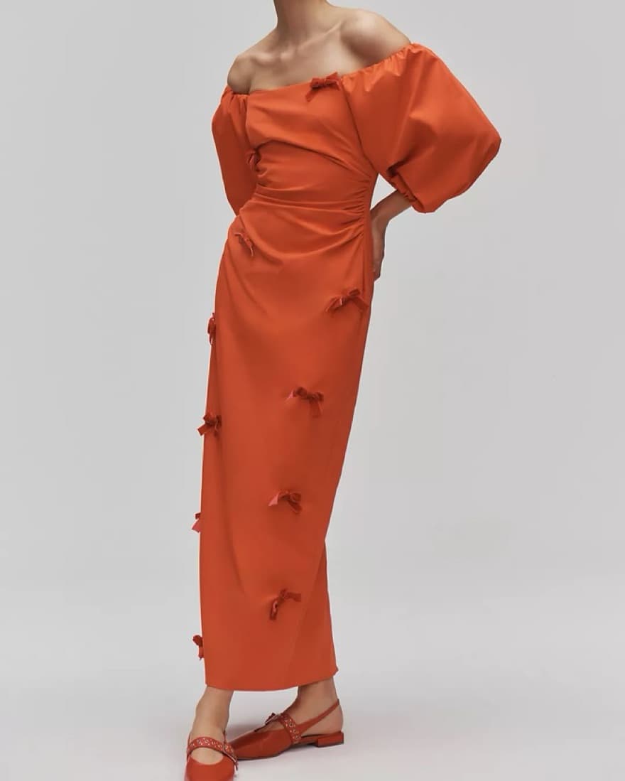 The Wolf Gang Amar Bow Midi Dress - Image 1