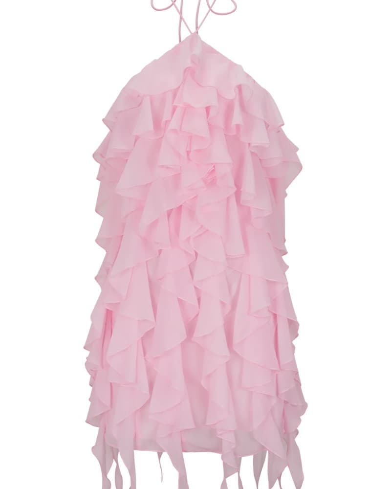 Meshki Ruffle Halter Mini Dress - Image 3