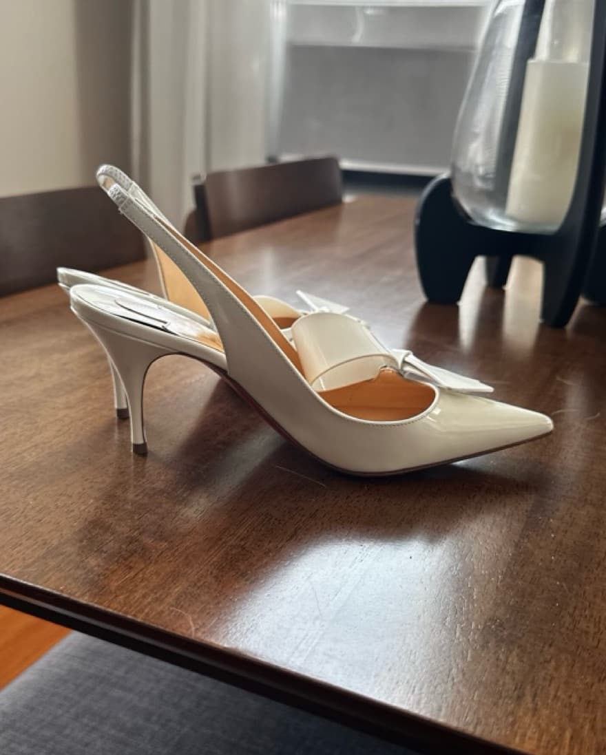 Louboutin Patent Bow Slingback Pumps - Image 5