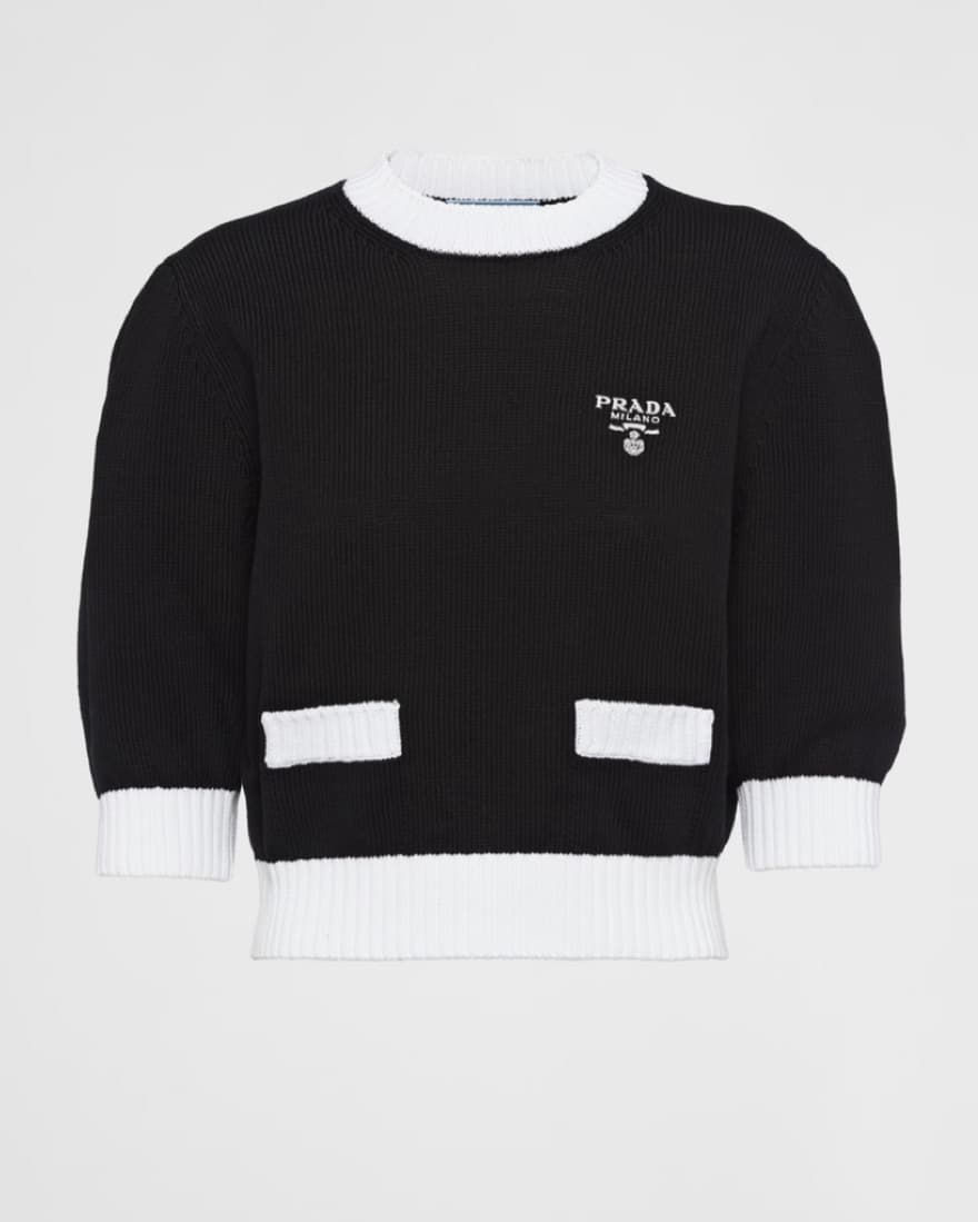 Prada Black White Crop Sweater S - Image 2