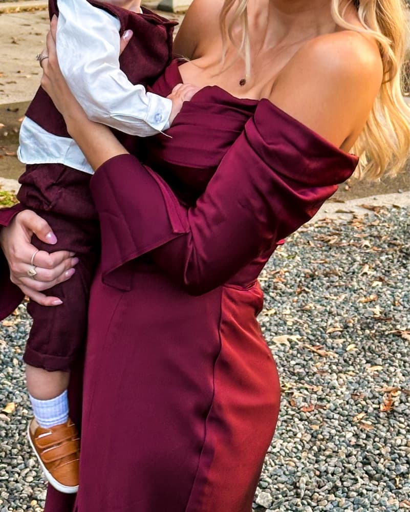 Cabernet Birdy Grey Maya Satin Dress - Image 3