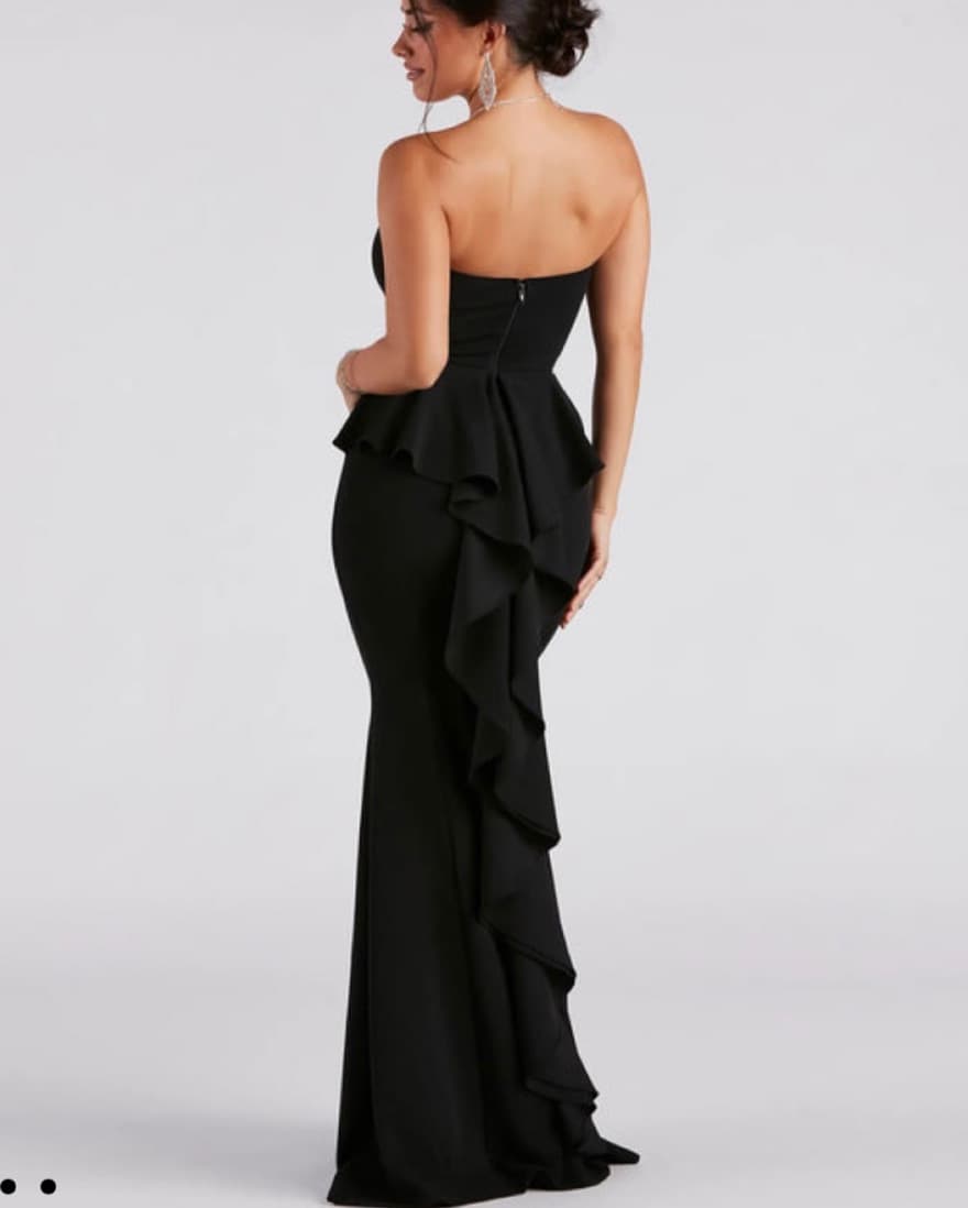 Black Ruffled Back Dress - Image 1