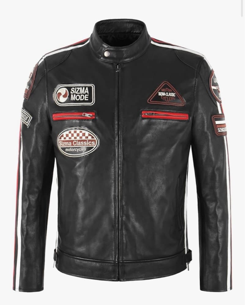 Leather Black And Red Racer Jacket  - Image 4