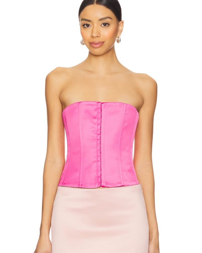 Danielle Guizio Satin Corset Light Pink - Image 1