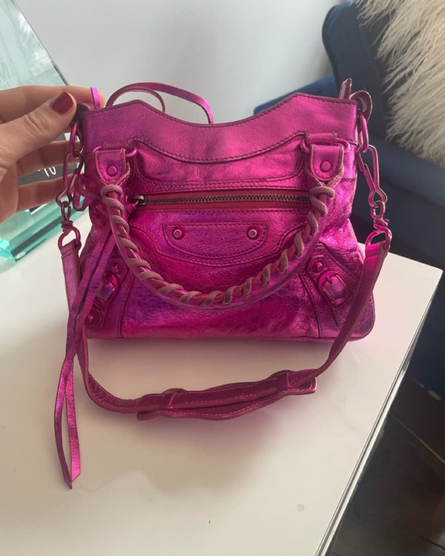 Hot Pink Metallic Mini Balenciaga Bag - Image 1