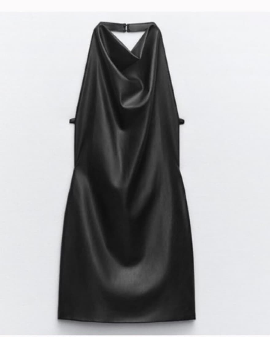 Zara Black Leather Dress - Image 2