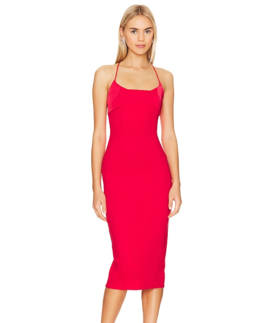 Starling Midi Dress in Deep Red - Image 1