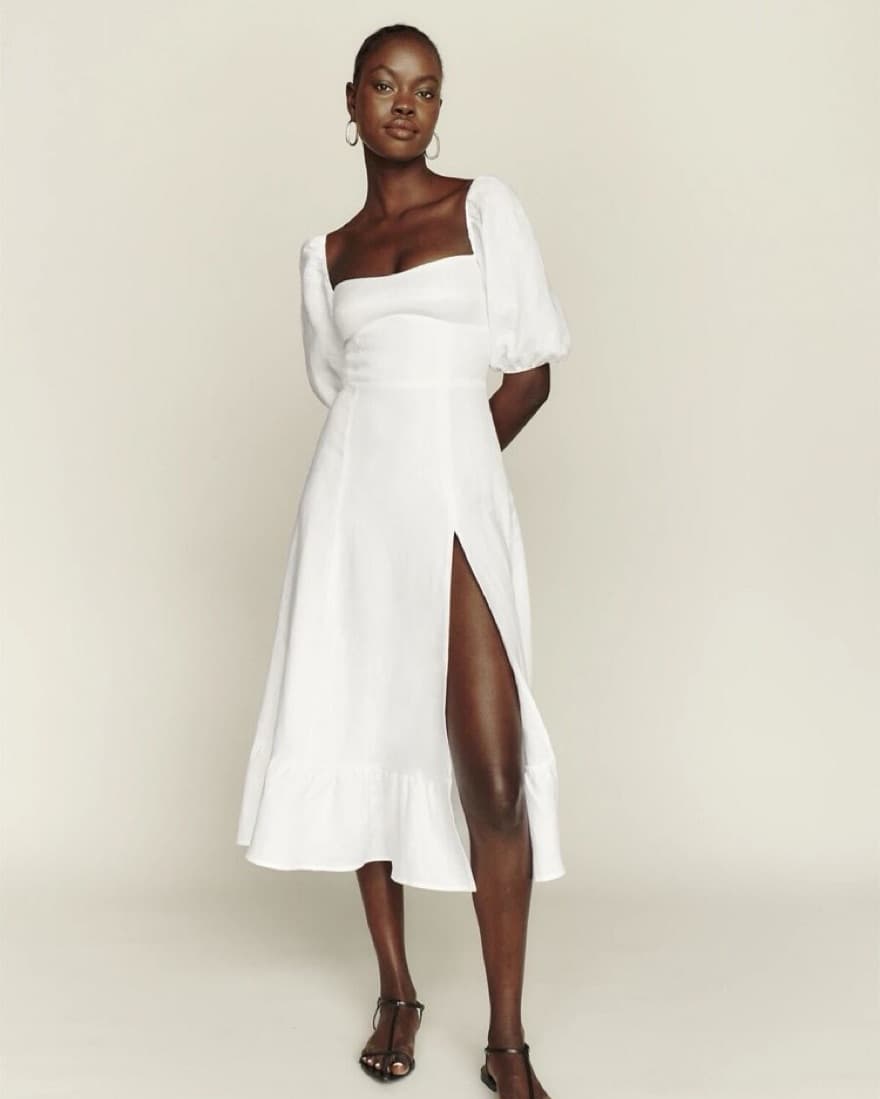 Reformation Belgium White Linen Dress - Image 1
